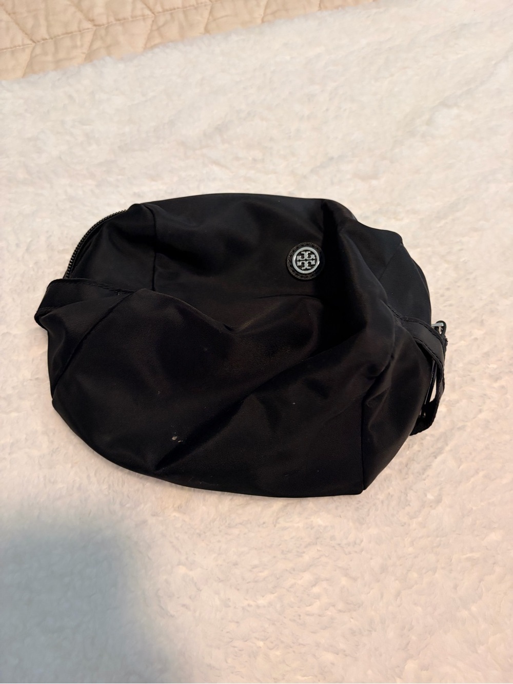 Tory Burch Black Nylon Men's Toiletry Pouch with Logo